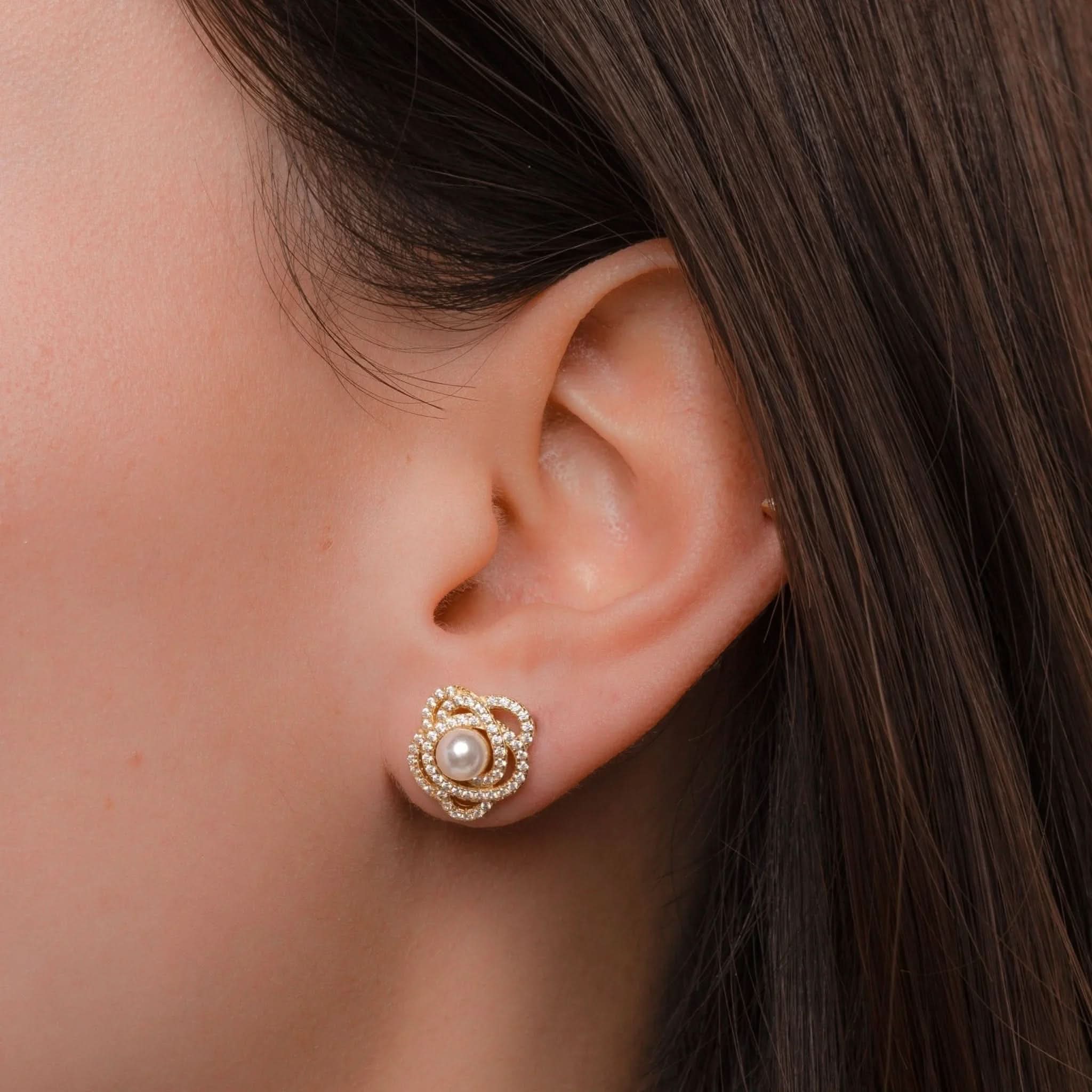 Pearl Flower Statement Studs