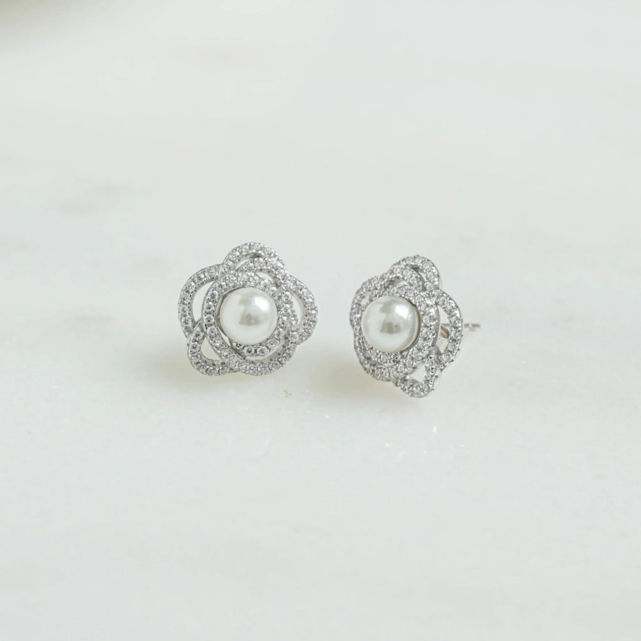 Pearl Flower Statement Studs