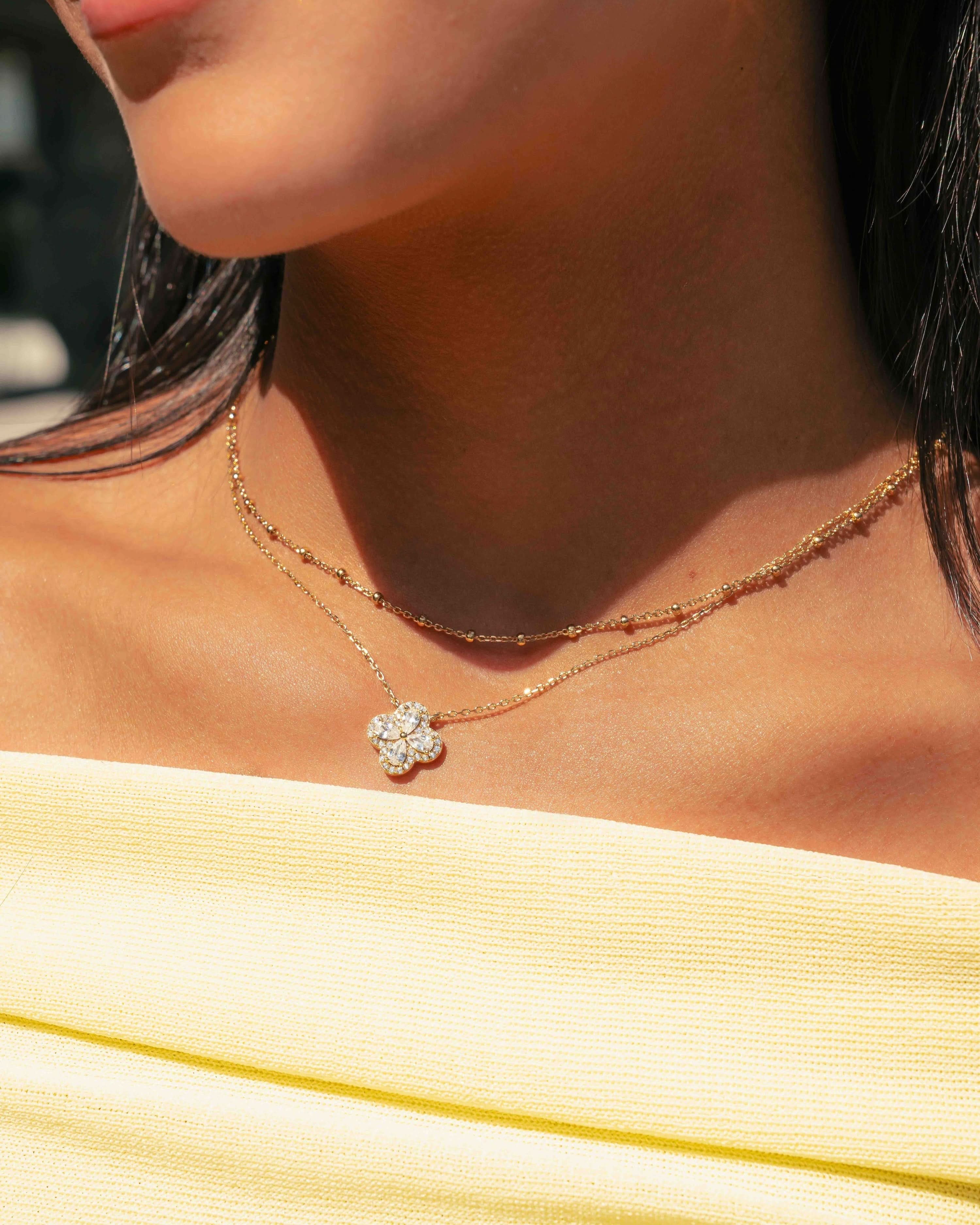 Pear Four Leaf Clover Necklace