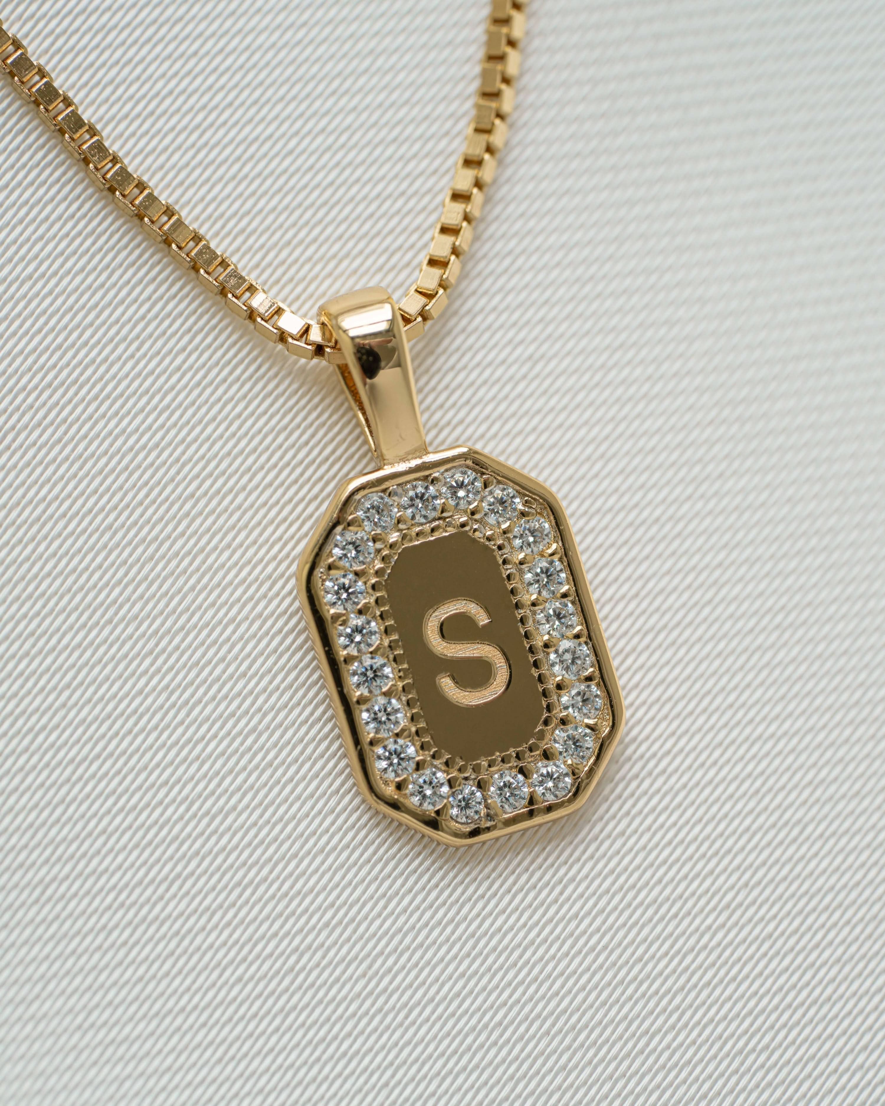 Custom Initial Studded Pendant Necklace