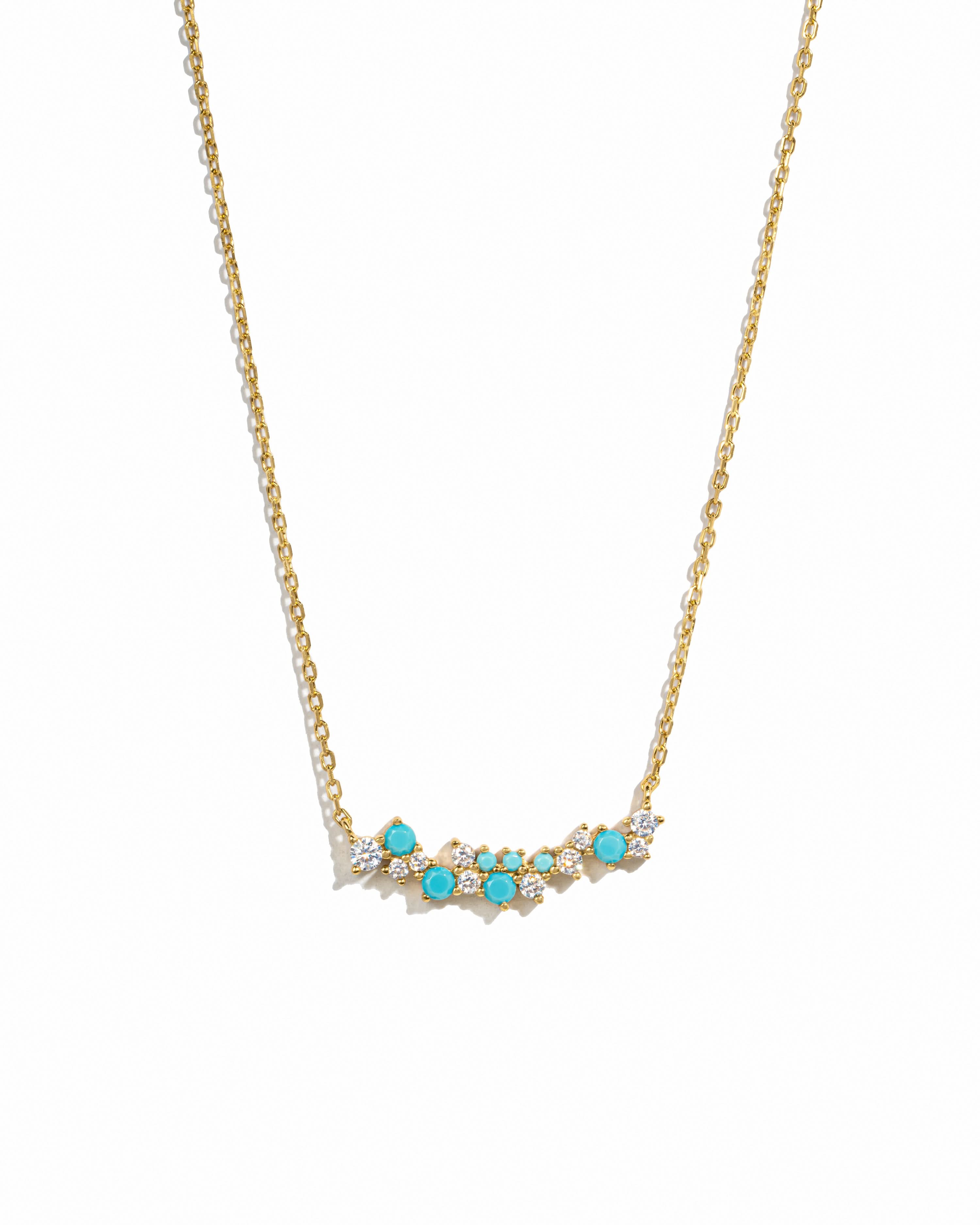Turquoise & Diamond Cluster Necklace