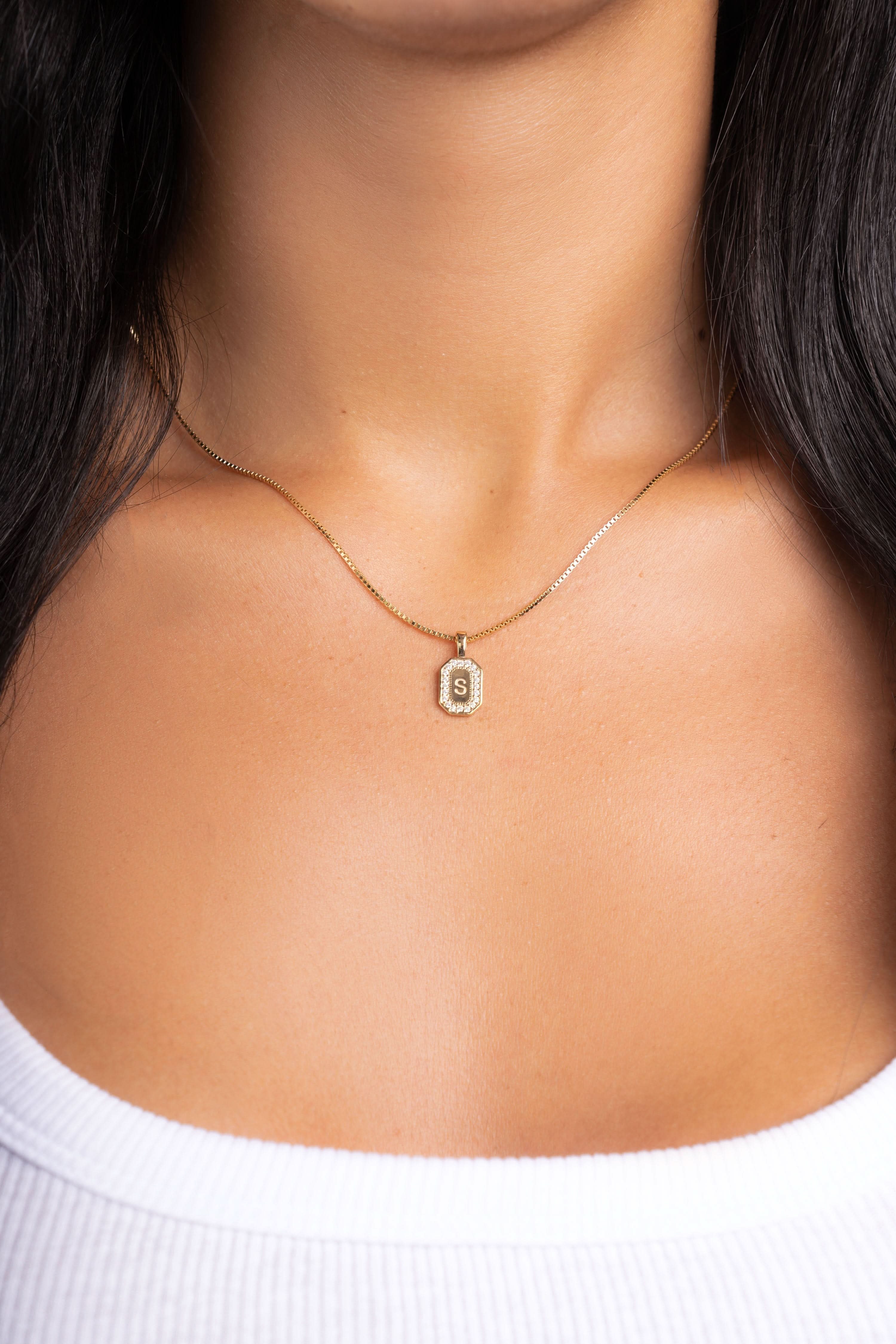 Custom Initial Studded Pendant Necklace