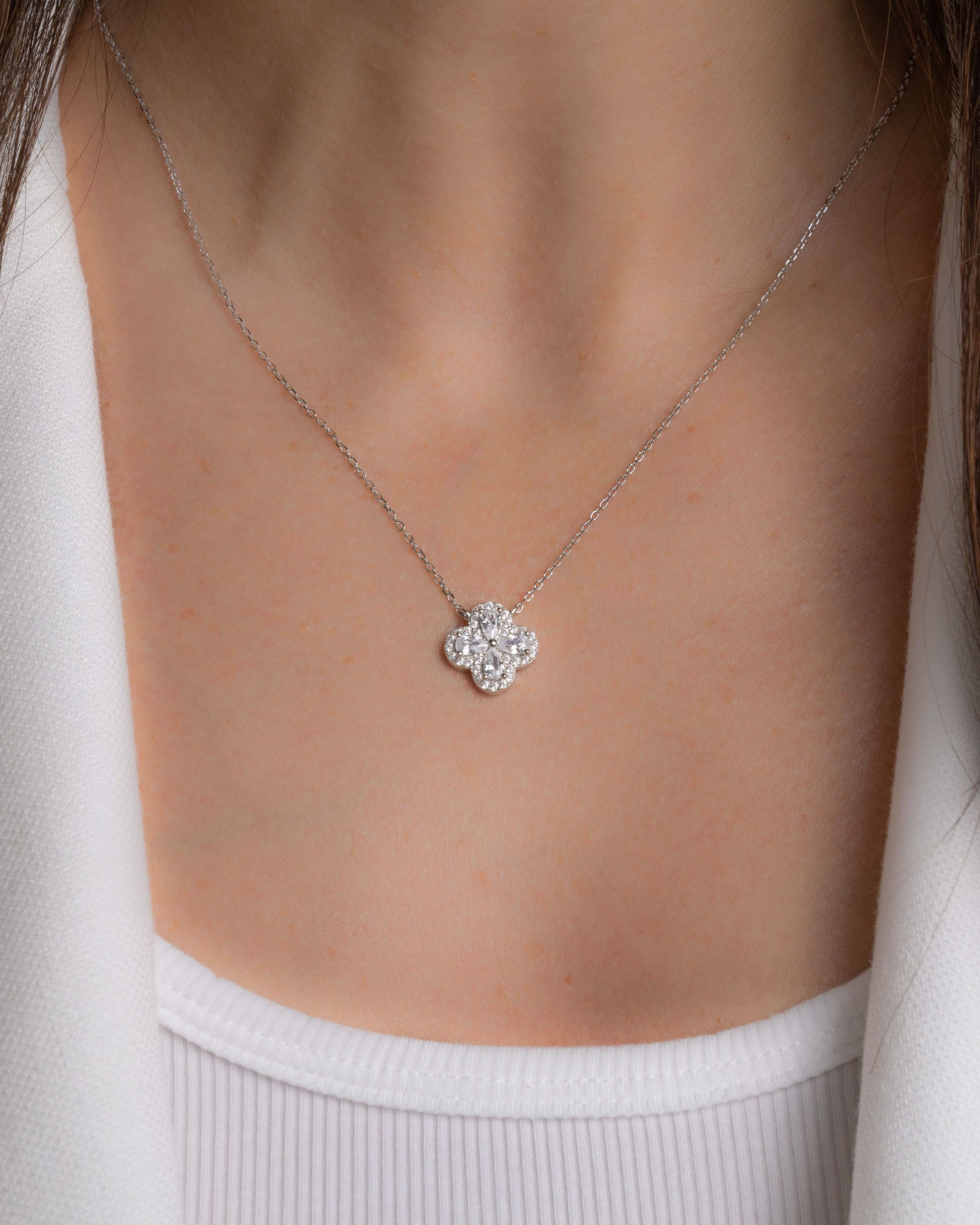 Pear Four Leaf Clover Necklace