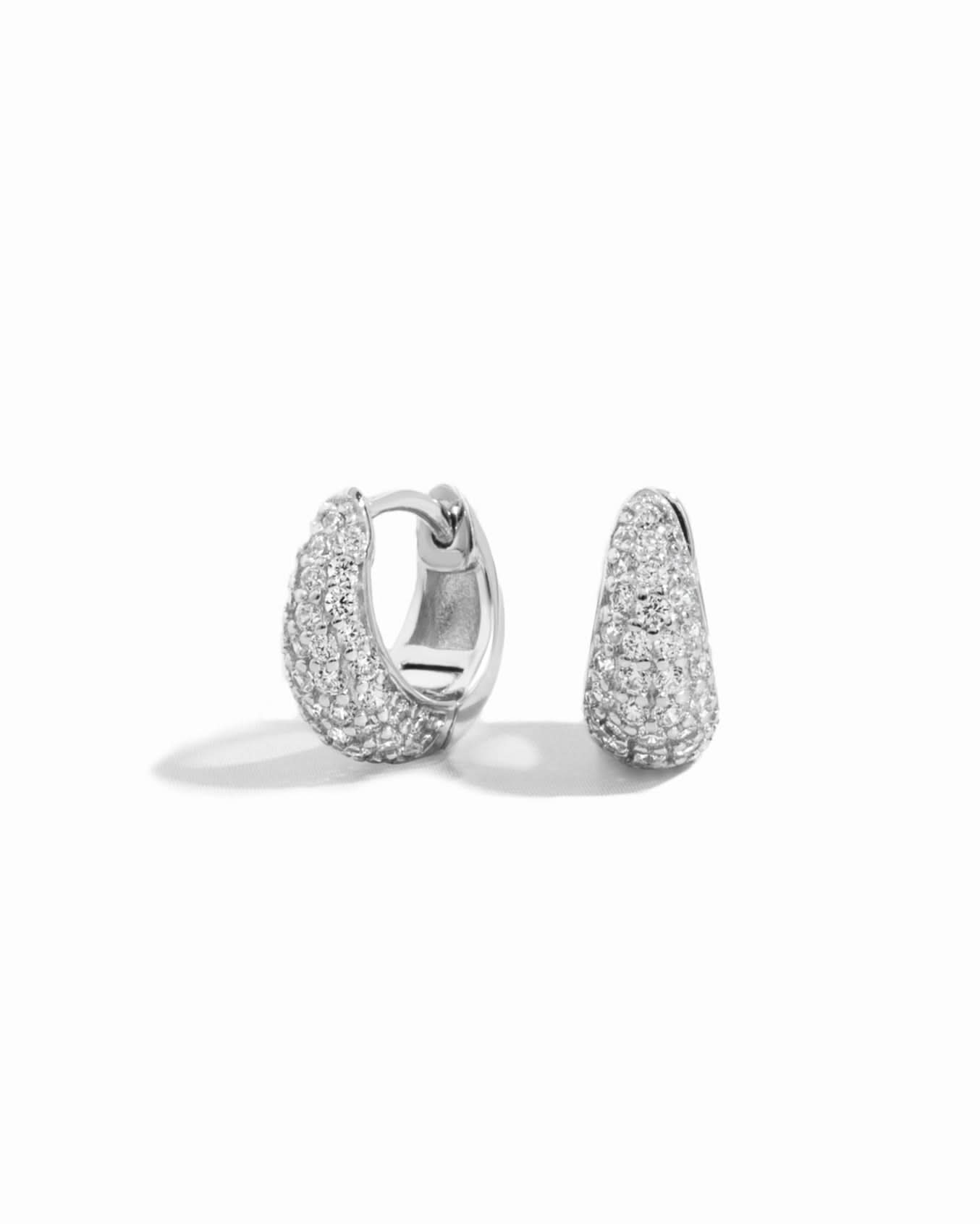 10mm Pave Basket Huggies