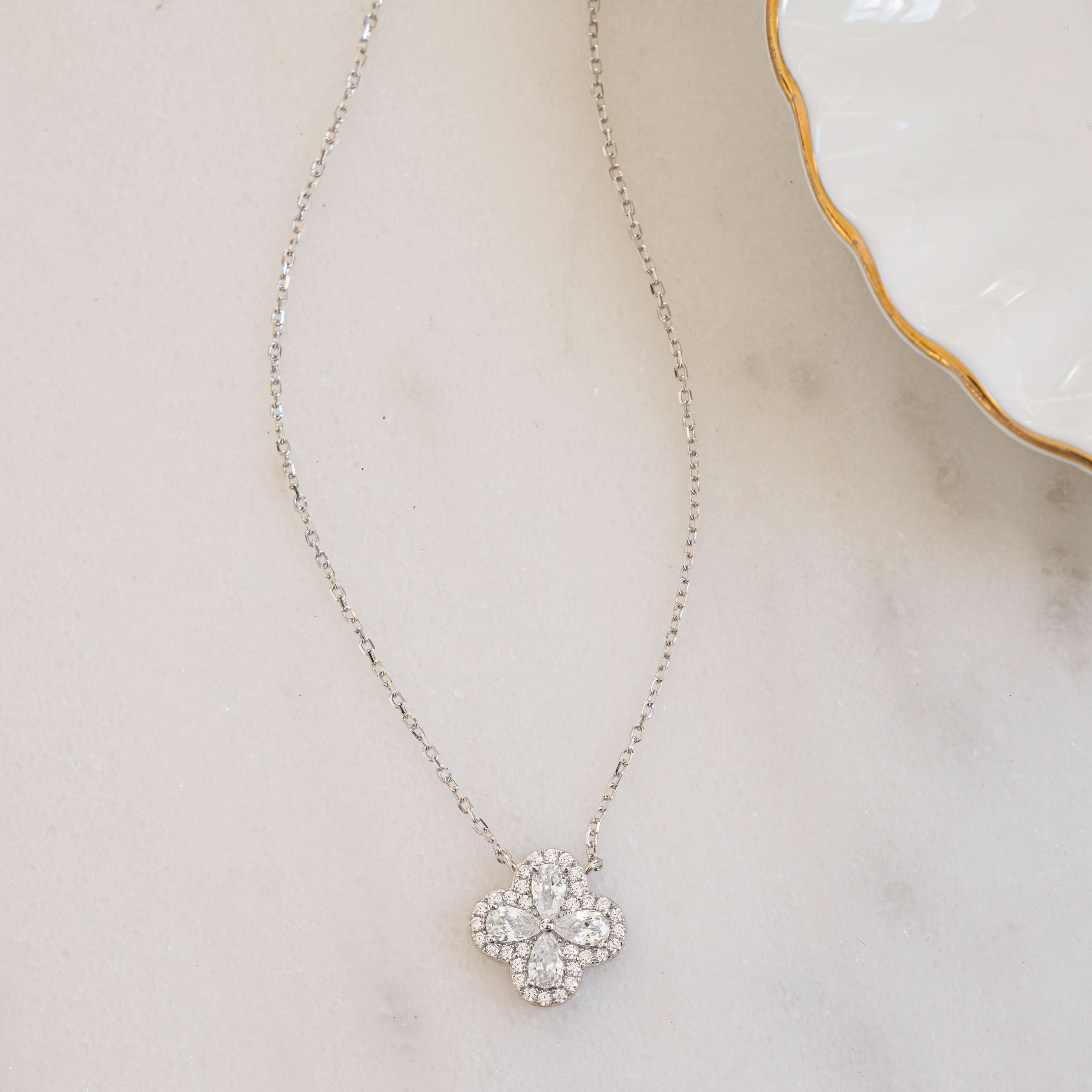 Pear Four Leaf Clover Necklace
