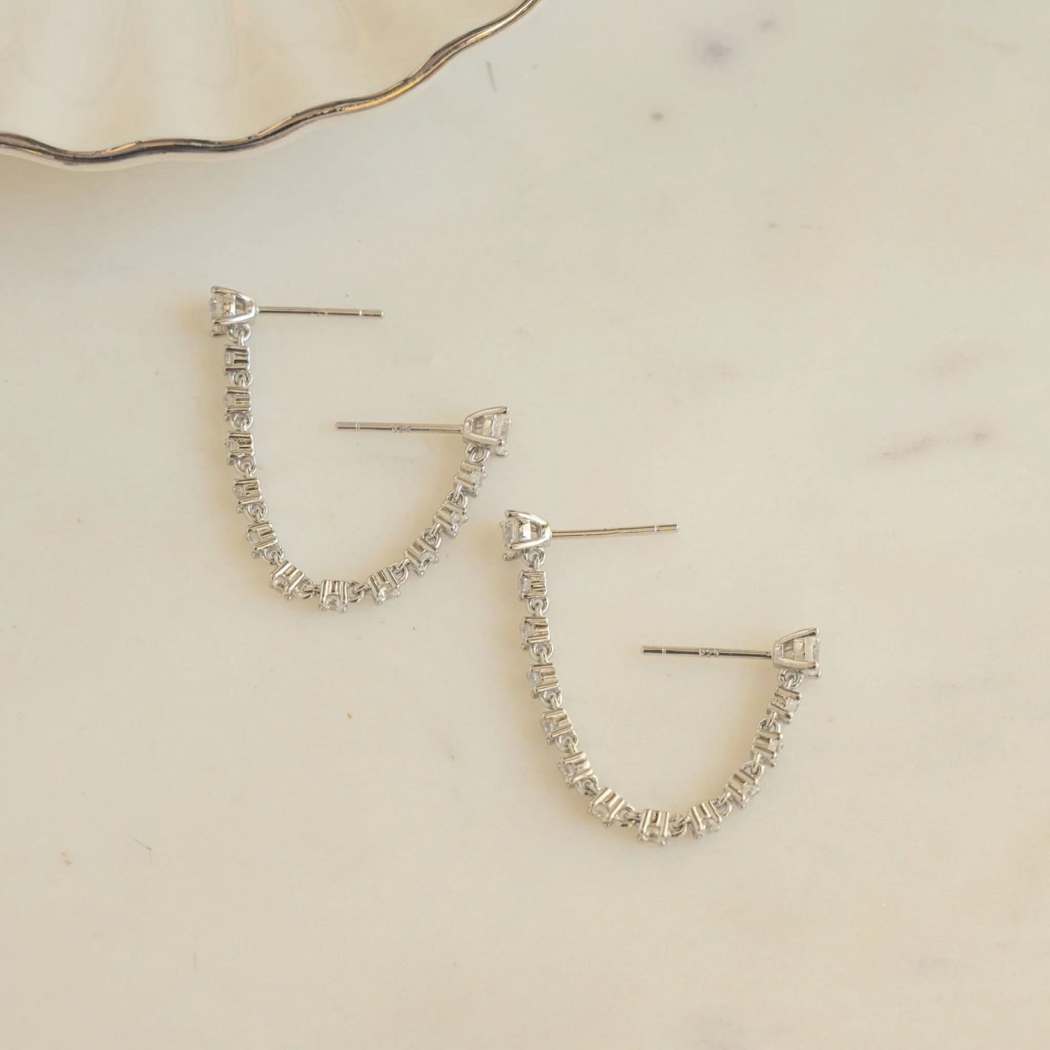 Two-Piercing Tennis Chain Link Studs